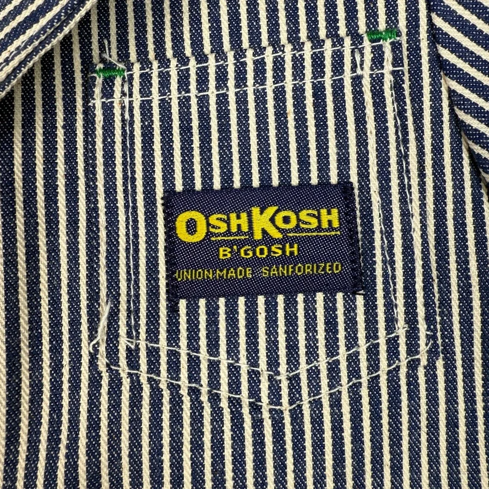 Vintage OshKosh B'Gosh Union Made Sanforized Chore Jacket Blue Stripe‎ 3 Reg USA